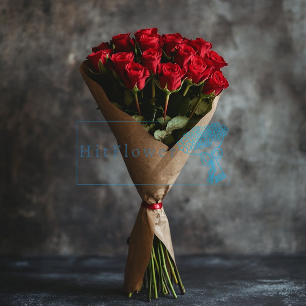 Букет 15 красных роз Эдлесс Лав Букет роз 15 красных роз Эдлесс Лав